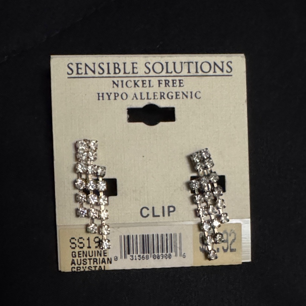 Vintage Austrian Crystal Silver Clip Earrings | Hypoallergenic Glam
